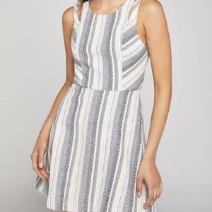 BCBGeneration Black Cutout Striped Mini Swing Sleeveless Dress Women's Fit Flare